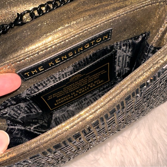 Kurt Geiger • Kensington Gold and Black Rhinestone Cuban Link Purse - Picture 7 of 16